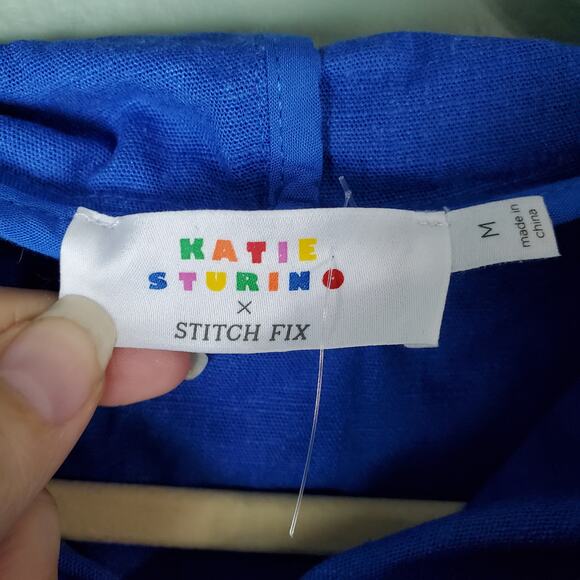 Katie Sturino Gemma Linen Cargo Blue Jacket Size Medium Stitch Fix - Picture 3 of 7